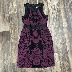 Jodi Arnold Formal Dress Sz 0 Black Purple Sleeveless Fitted Beaded